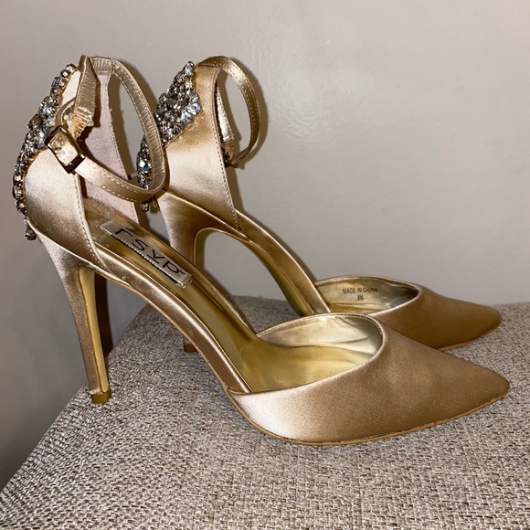 RSVP SATIN HEELS IN BEIGE/CREAM - Picture 7 of 12